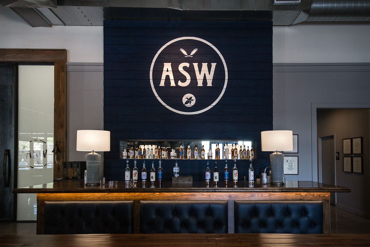 The tasting bar inside the ASW distillery.