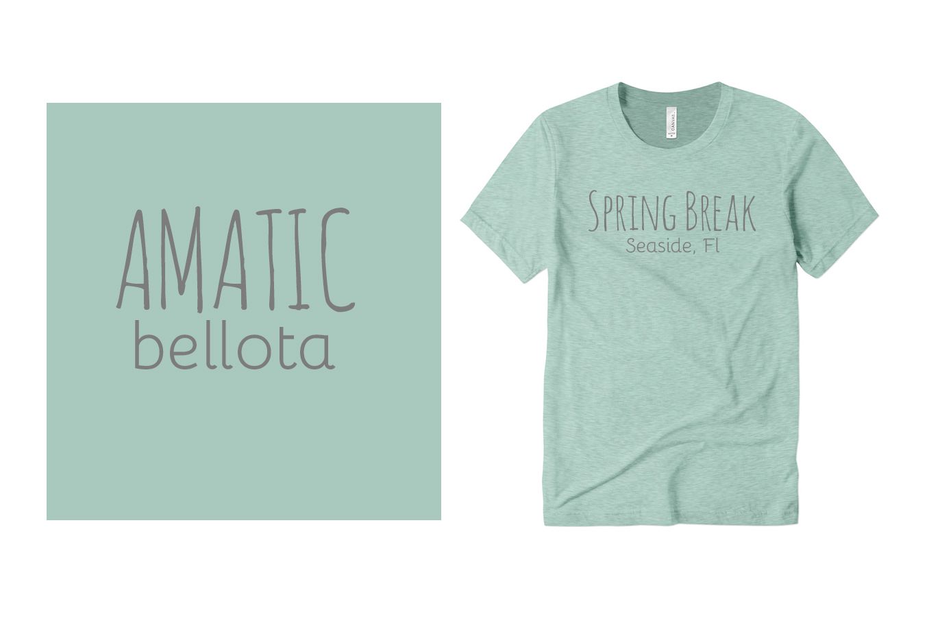 Example font pairing of Amatic and Bellota.
