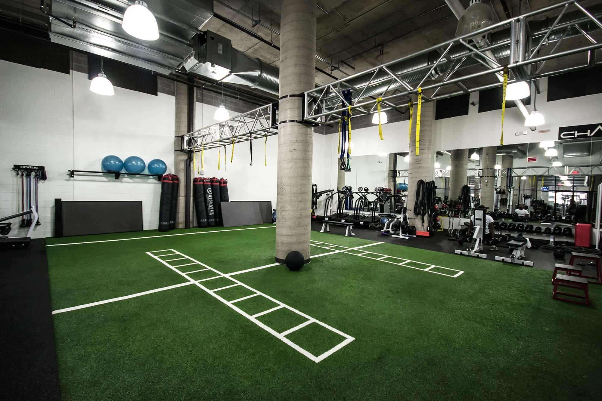 An interior view of the Forum Athletic Club.