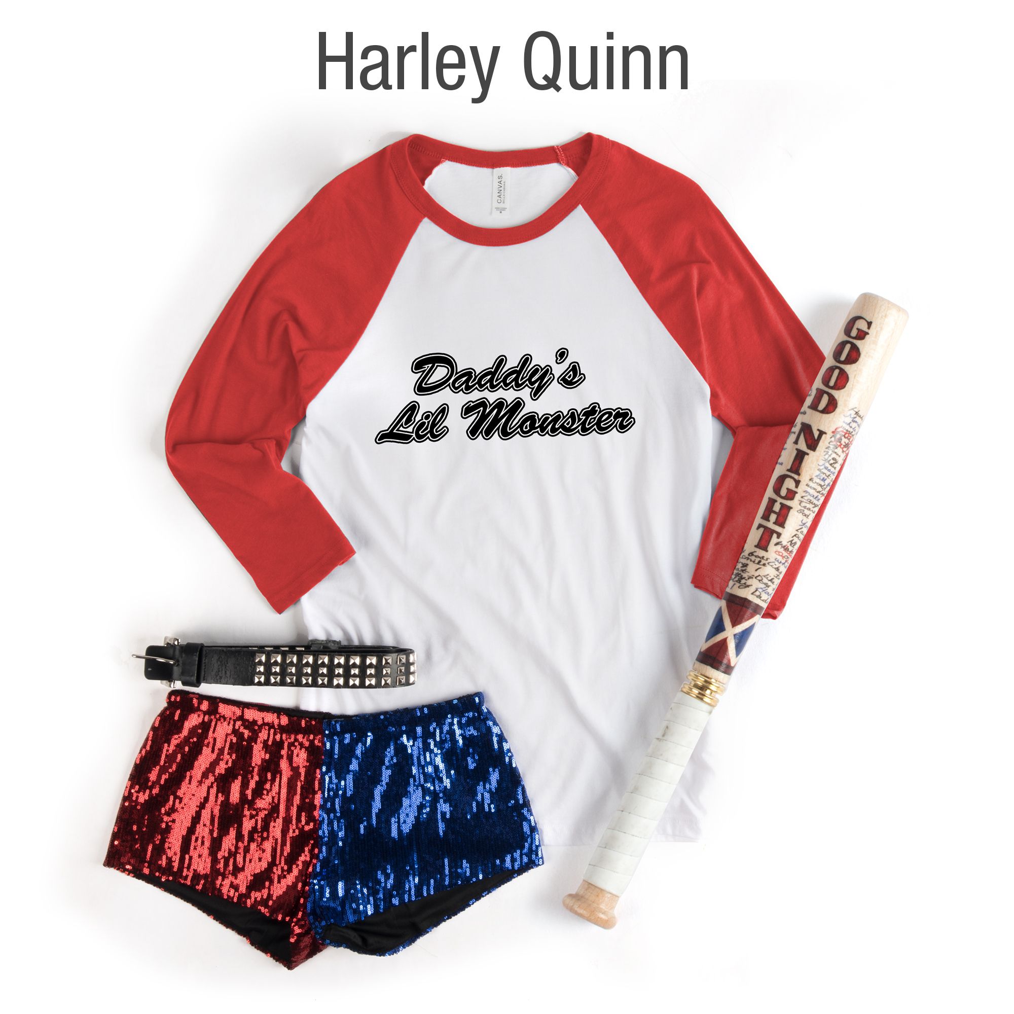 Our Harley Quinn example Halloween costume.