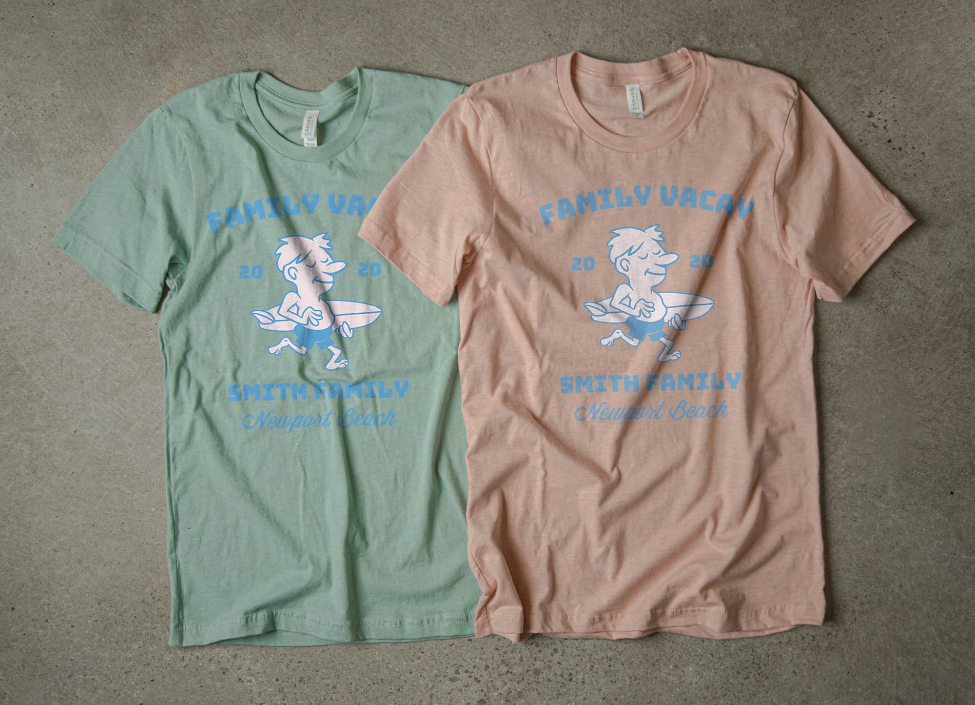 A family vacation t-shirt design made to exemplify the pretty pastel color pallet.