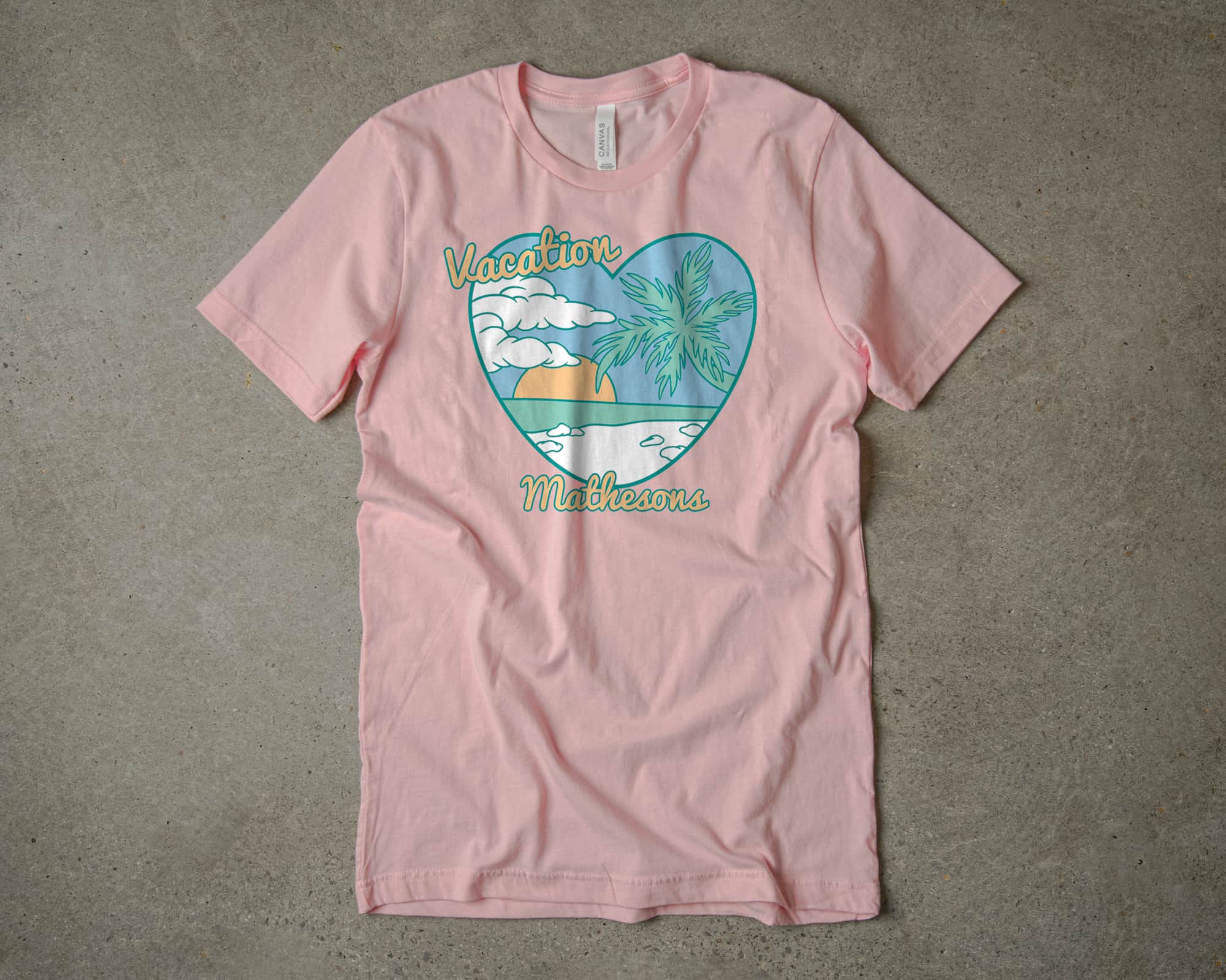 A vacation themed t-shirt design made using our pretty pastel color pallet.