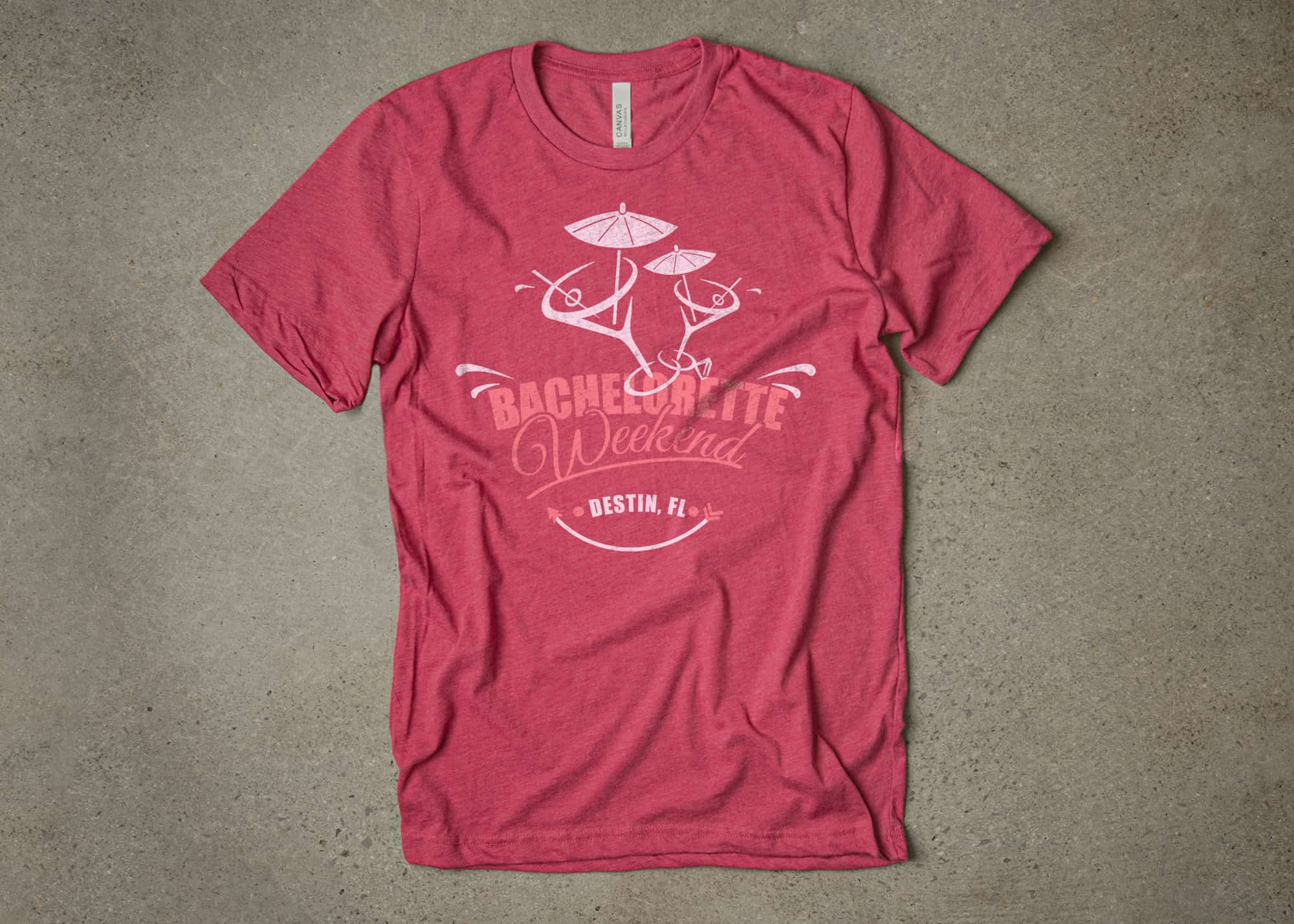 A bachelorette party t-shirt design made using the strawberries and cream color pallet.