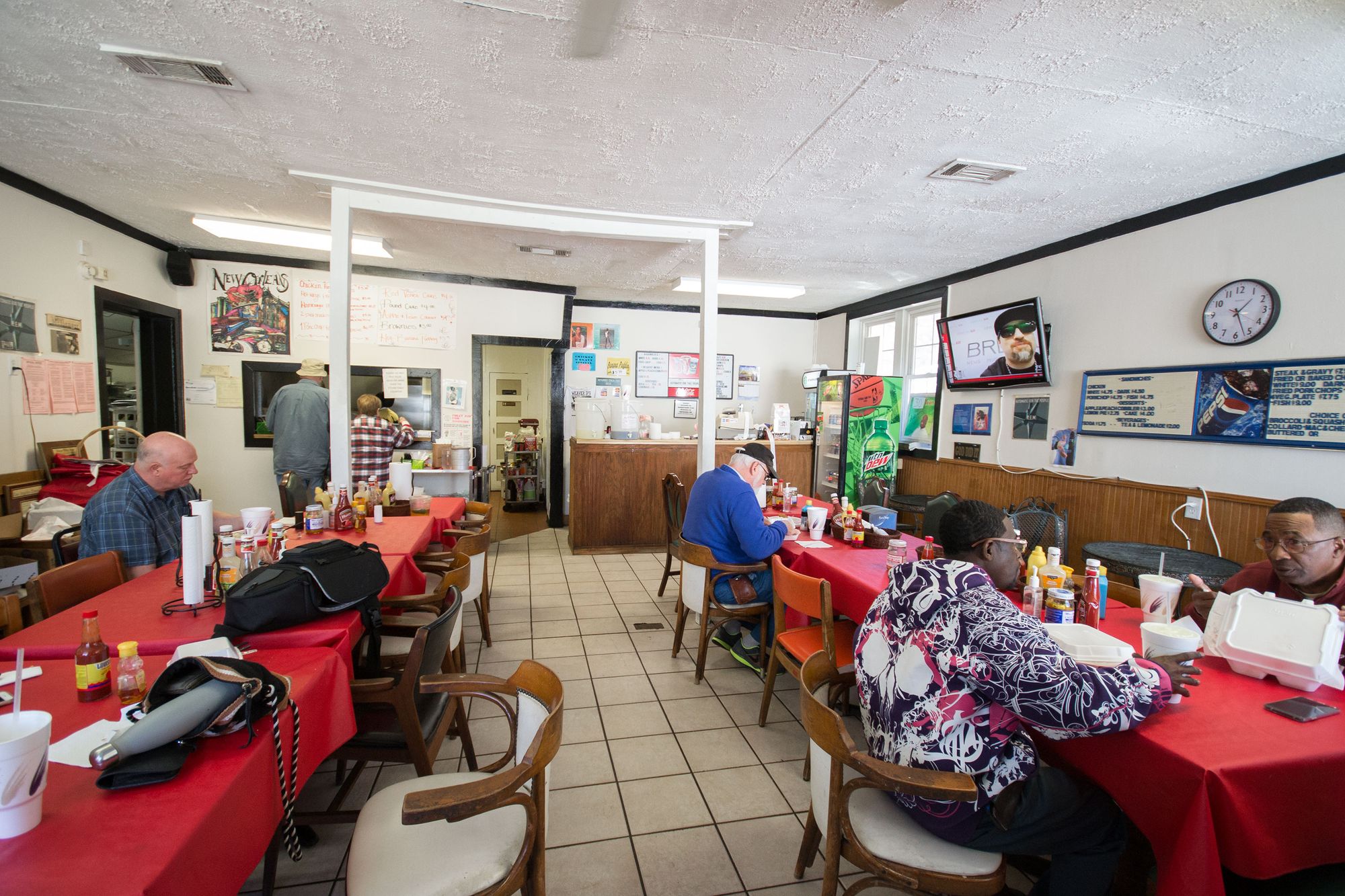 The view from inside Weaver D's restaurant.