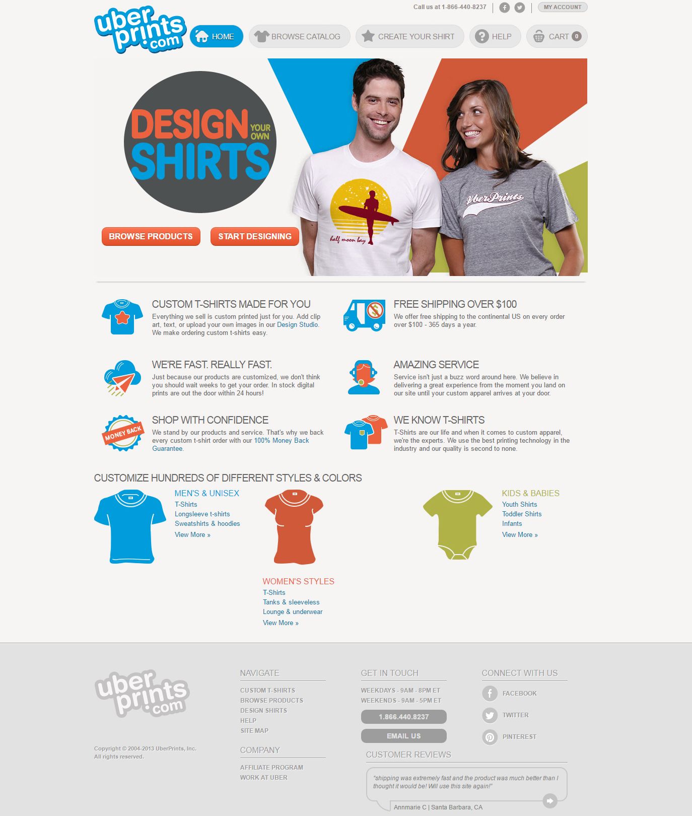 The old look of the UberPrints website design.