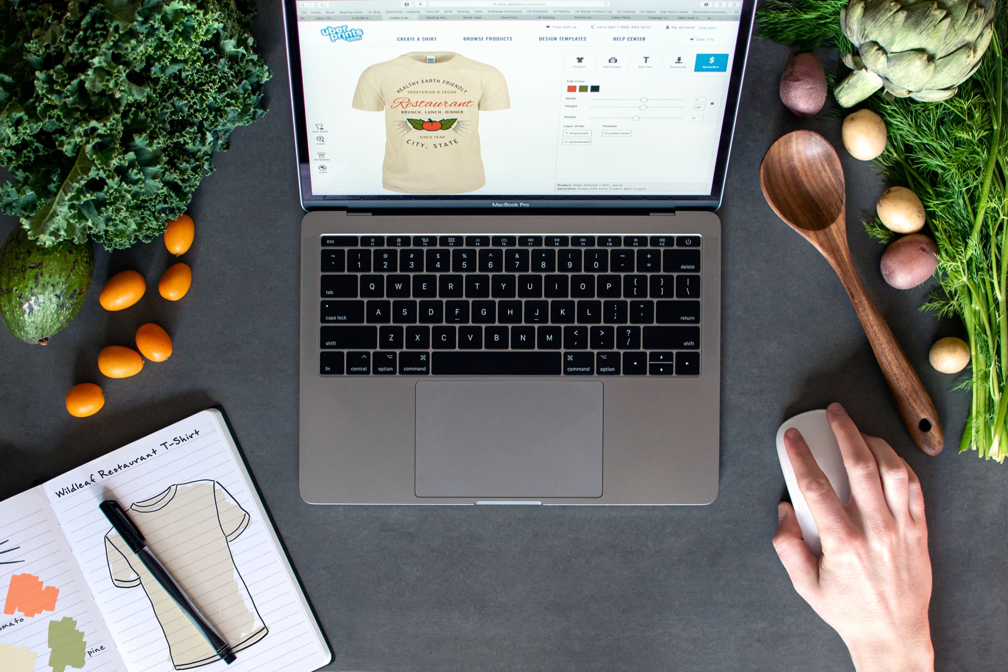 Image showing restaurant designing t-shirts on UberPrints.