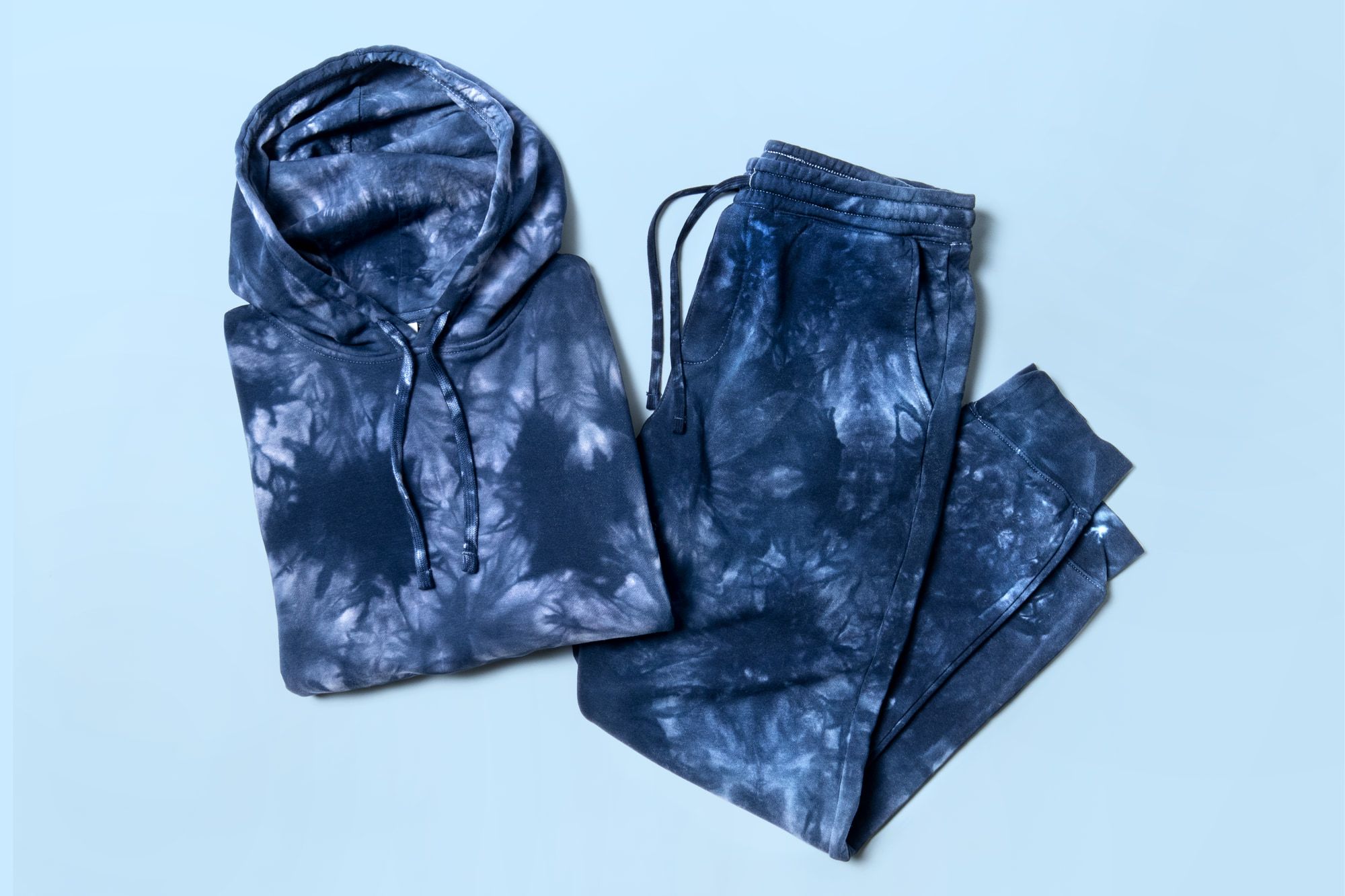 Flatlay image of tie-dye sweats.