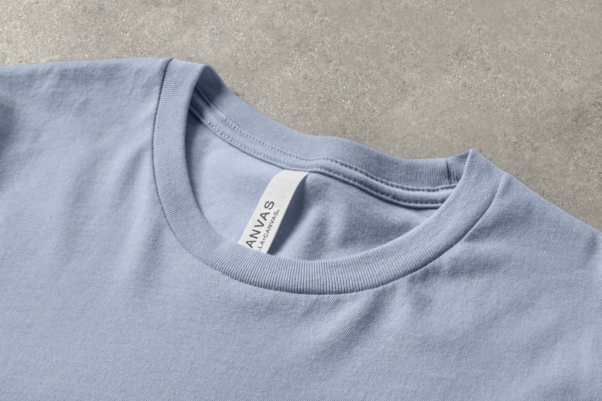 Detail image of the Bella Canvas Jersey T-Shirt's collar and tag