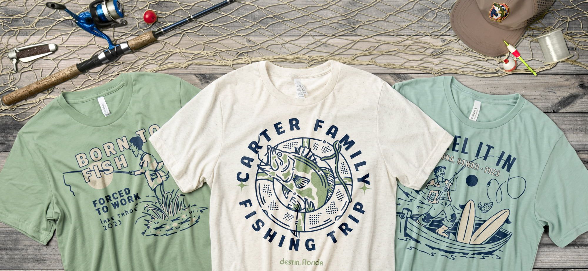 Fishing T-shirt Design, Fishing T-shirt Afbeelding door Kanij T