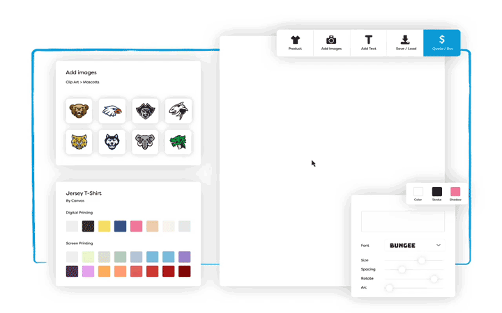 A .GIF showing a brief example of how you can use the t-shirt design studio on UberPrints.com.